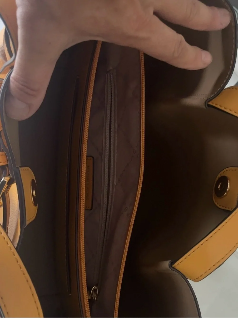 Michael Kors Camel Yellow Leather Belt-Detail Tote